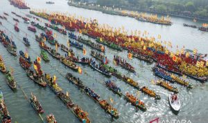 Lautan perahu padati Qinhu: beginilah kemegahan Festival Qintong 2026 dari udara